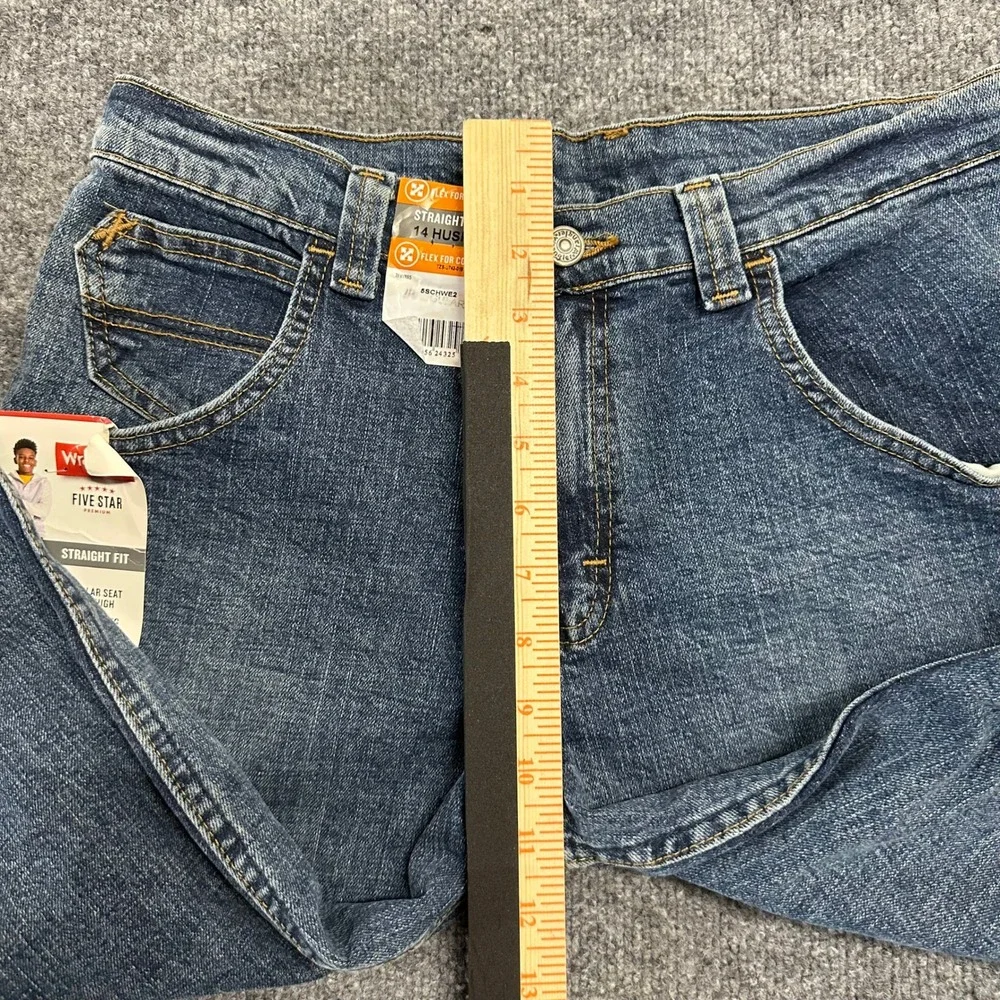 Wrangler Jeans Boys Size 14 Husky Blue Straight Fit Five Star Flex Denim New